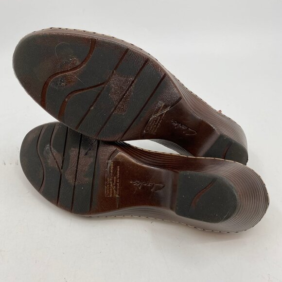 Clarks Brown Leather Kitten Heel Sandals | Size 10 - Picture 8 of 8